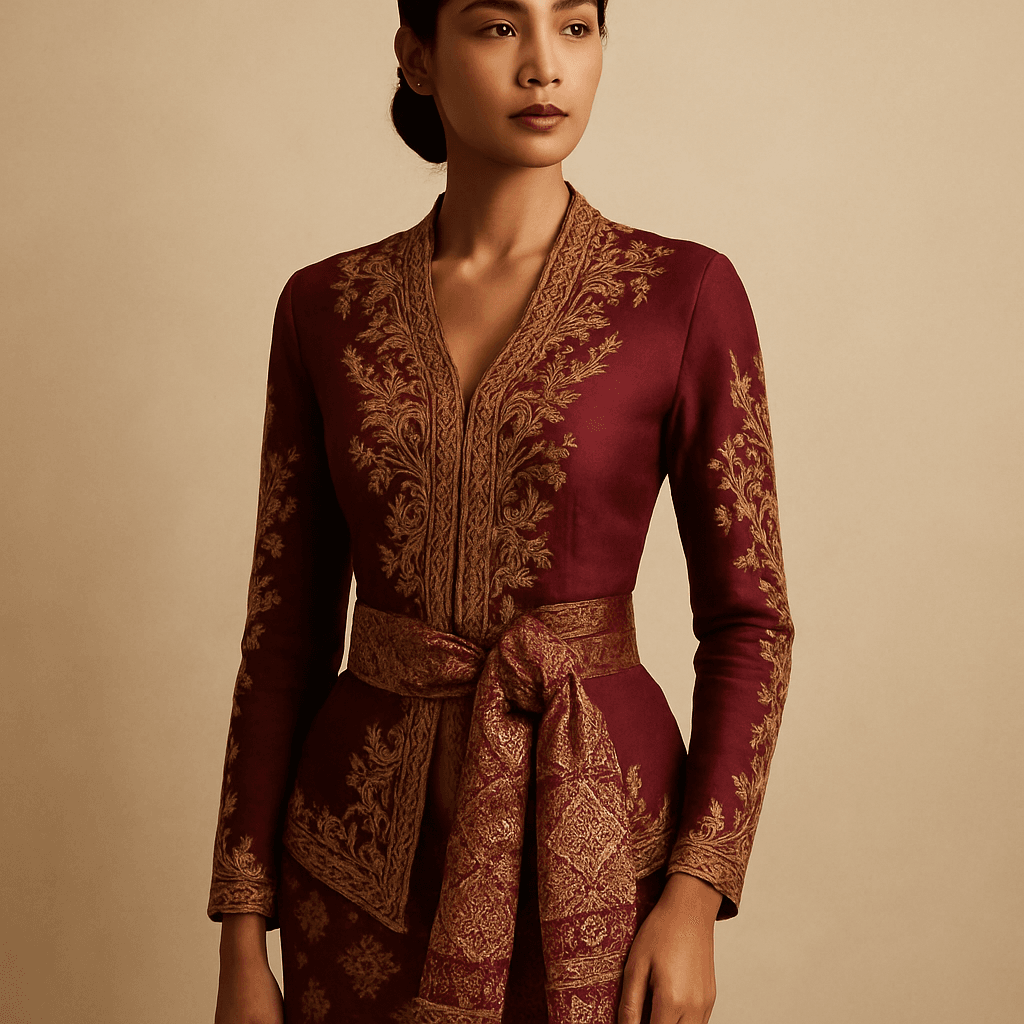 Kebaya adat merah marun custom size dari Agniantari
