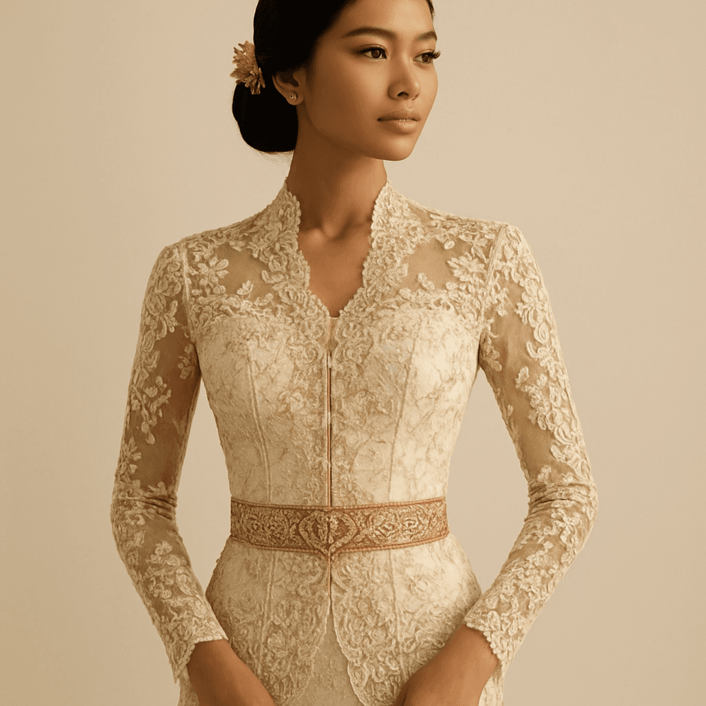 Kebaya wisuda warna gading dari Agniantari