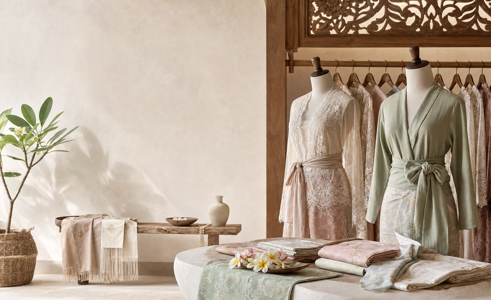 Interior butik Agniantari — kebaya modern dan resortwear bernuansa Bali dari Jembrana